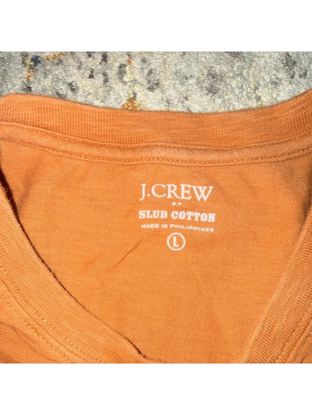 J.CREW Men's Slub Cotton Henley T-Shirt Short Sleeve Orange Solid Size L A239